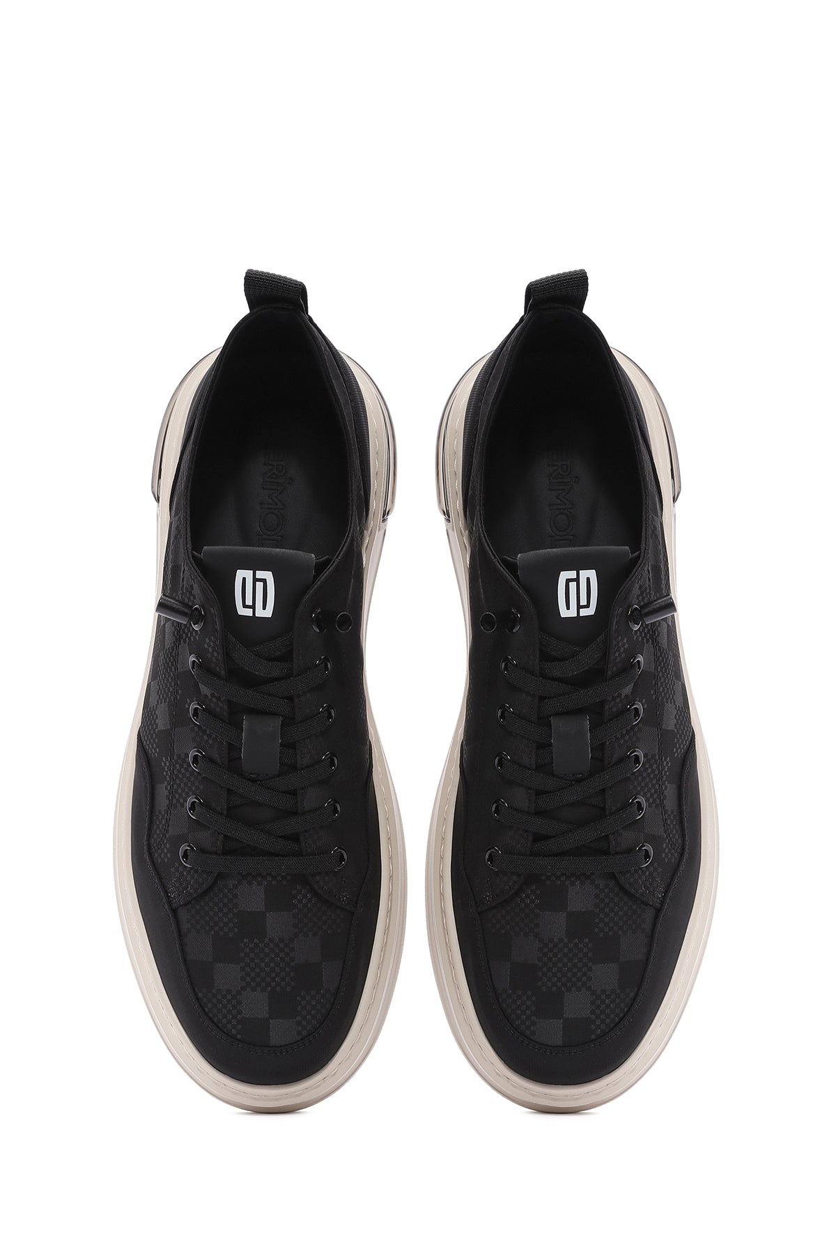 Erkek Siyah Bağcıklı Desenli Kumaş Sneaker