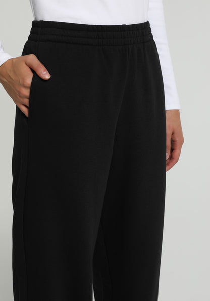Regular Fit Orta Bel Düz Kadın Siyah Eşofman Altı