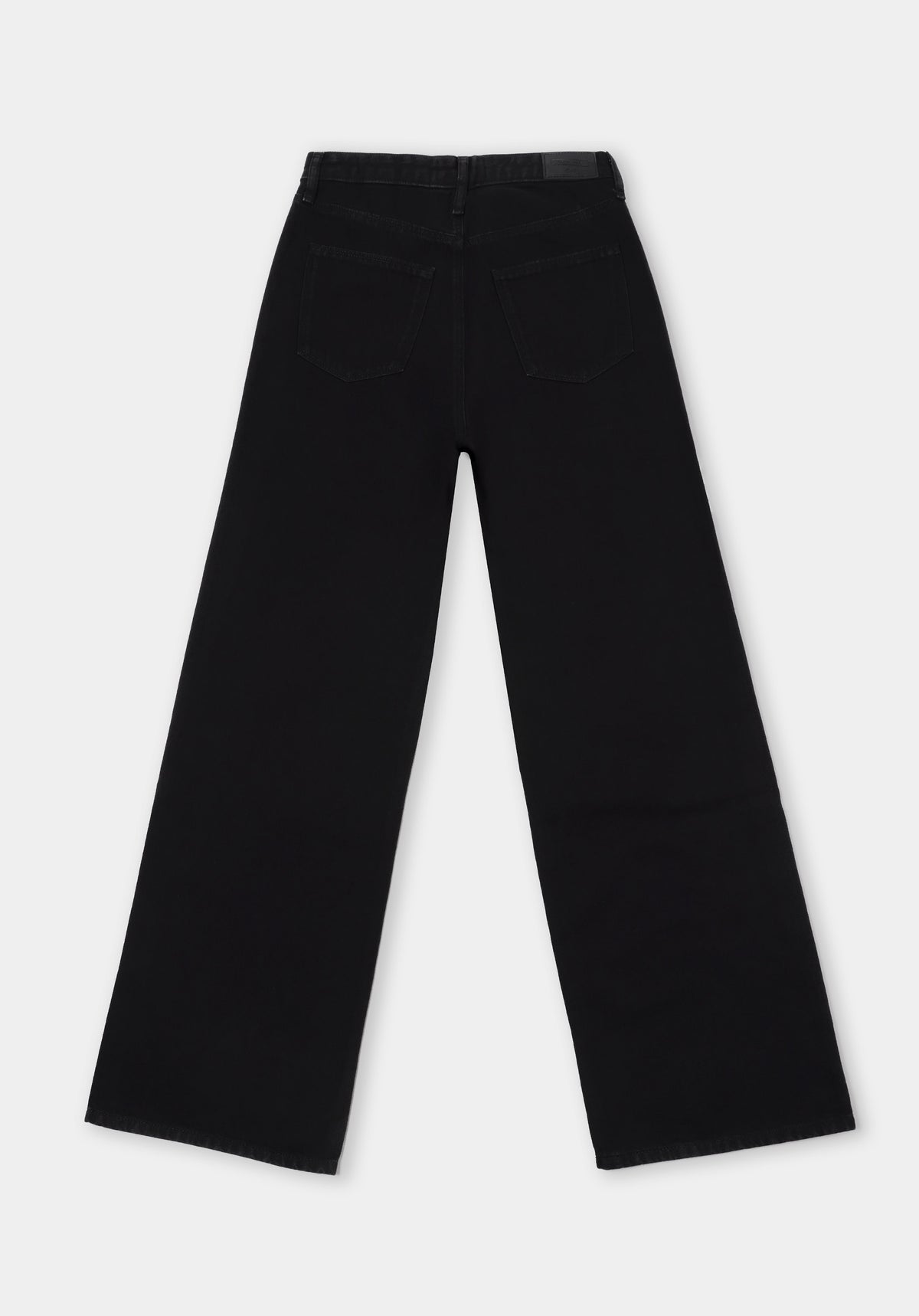 Regular Fit Yüksel Bel Geniş Paça Cepli Kadın Black Black Denim Jean Pantolon
