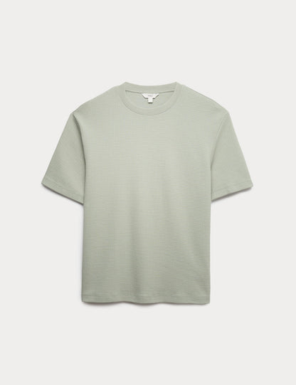 Saf Pamuklu Relaxed Waffle T-shirt