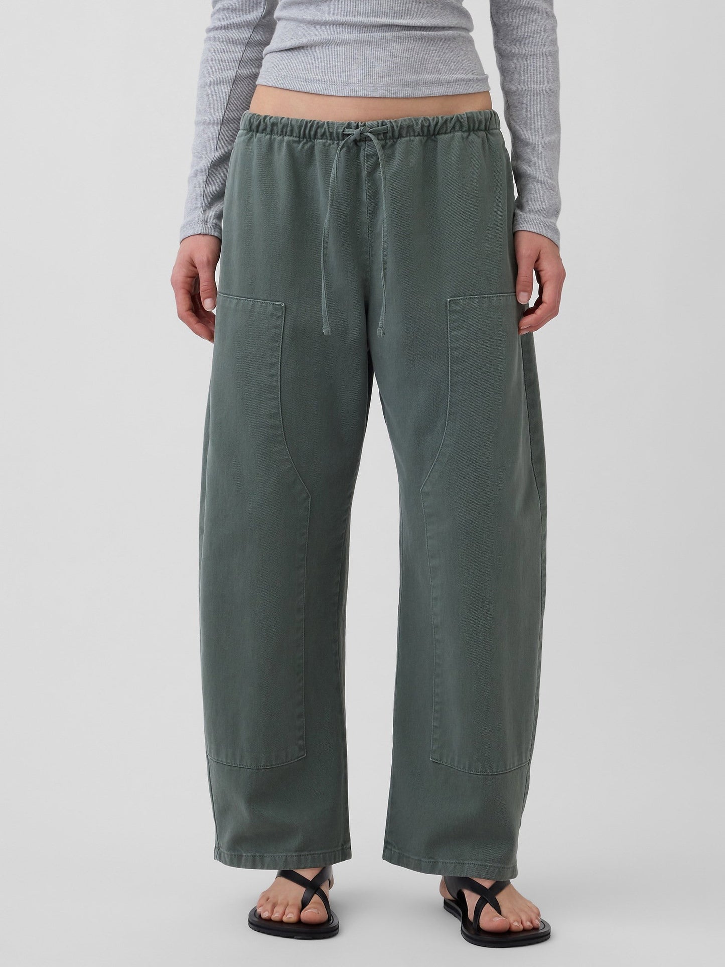 Haki Easy Double-knee Barrel Pantolon