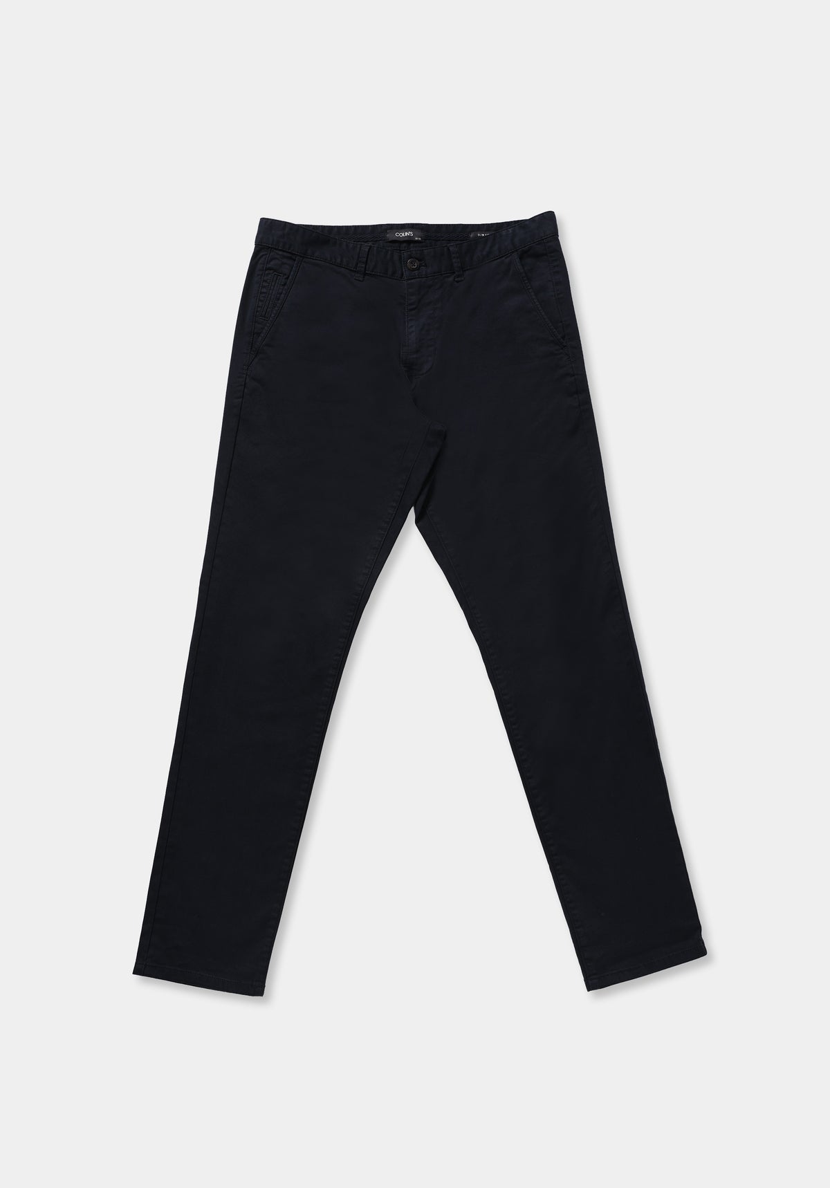 Slim Fit Orta Bel Düz Paça Erkek Lacivert Düğmeli Pantolon