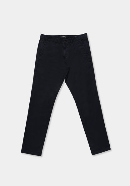 Slim Fit Orta Bel Düz Paça Erkek Lacivert Düğmeli Pantolon