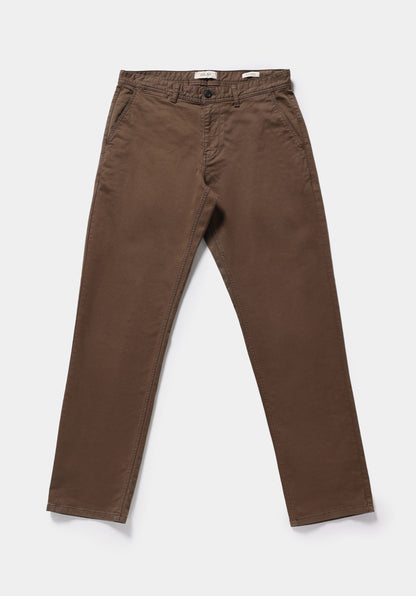 Regular Fit Orta Bel Düz Paça Erkek Kahverengi Pantolon