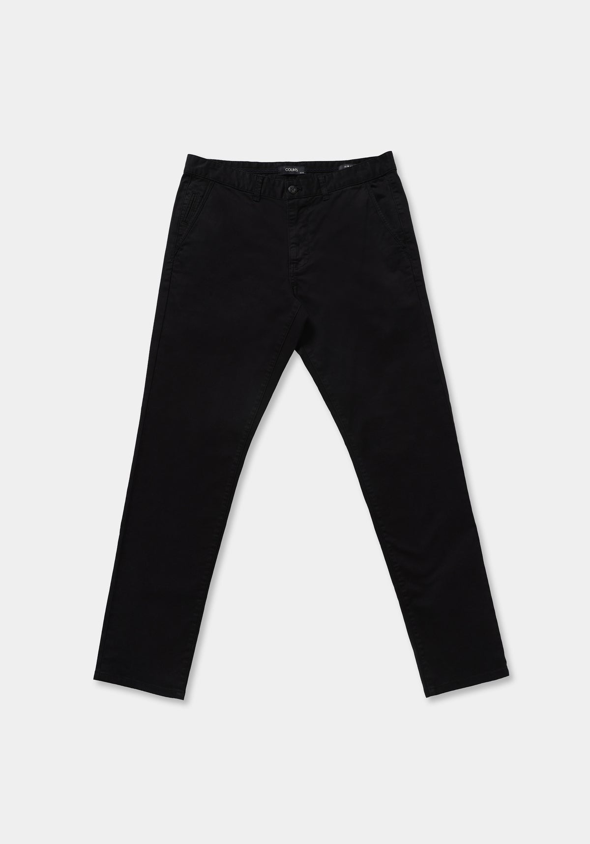 Slim Fit Orta Bel Düz Paça Erkek Siyah Düğmeli Pantolon