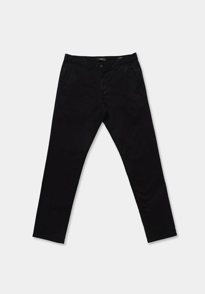 Slim Fit Orta Bel Düz Paça Erkek Siyah Düğmeli Pantolon
