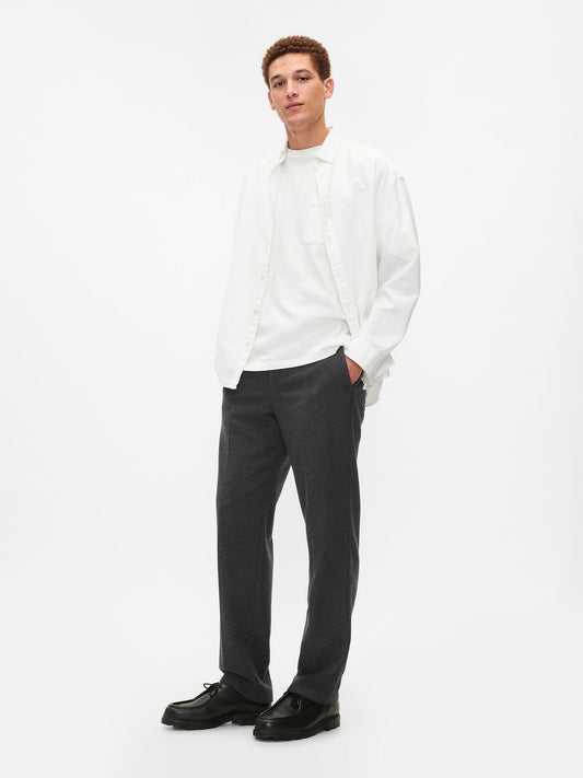 Siyah Yün Karışımlı Straight Fit Pantolon