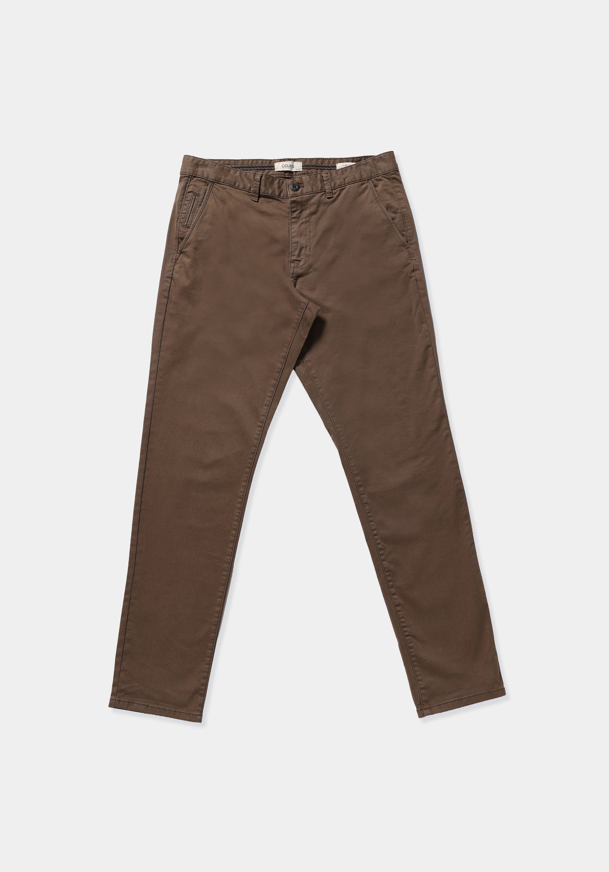 Slim Fit Orta Bel Düz Paça Erkek Kahverengi Pantolon