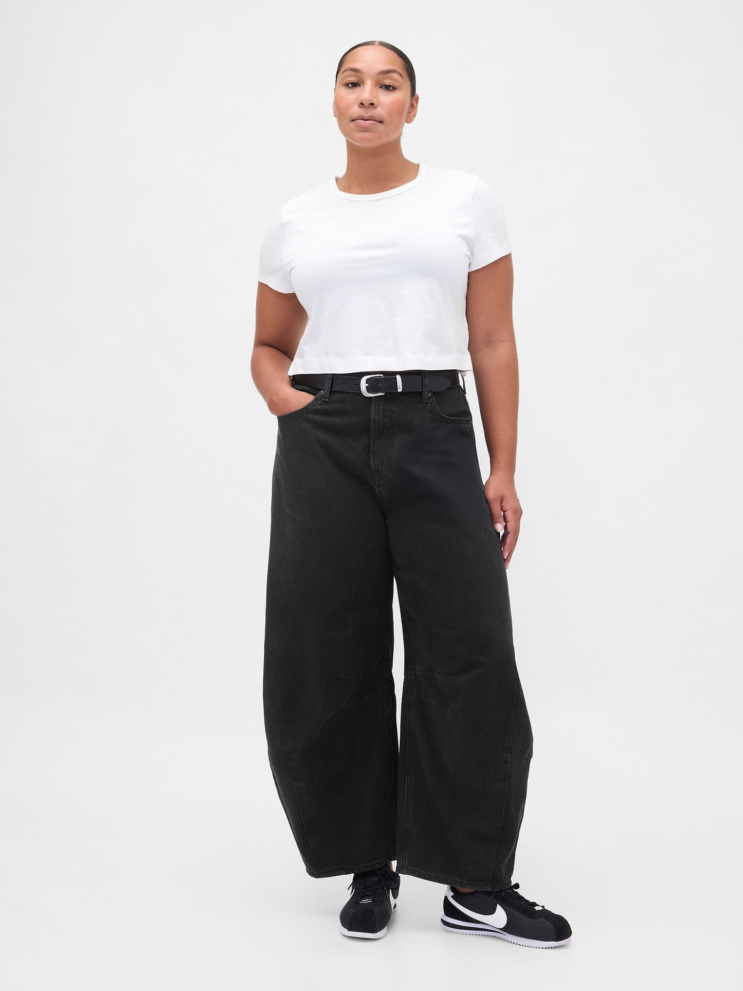Siyah High Rise Ultrasoft Horseshoe Jean Pantolon