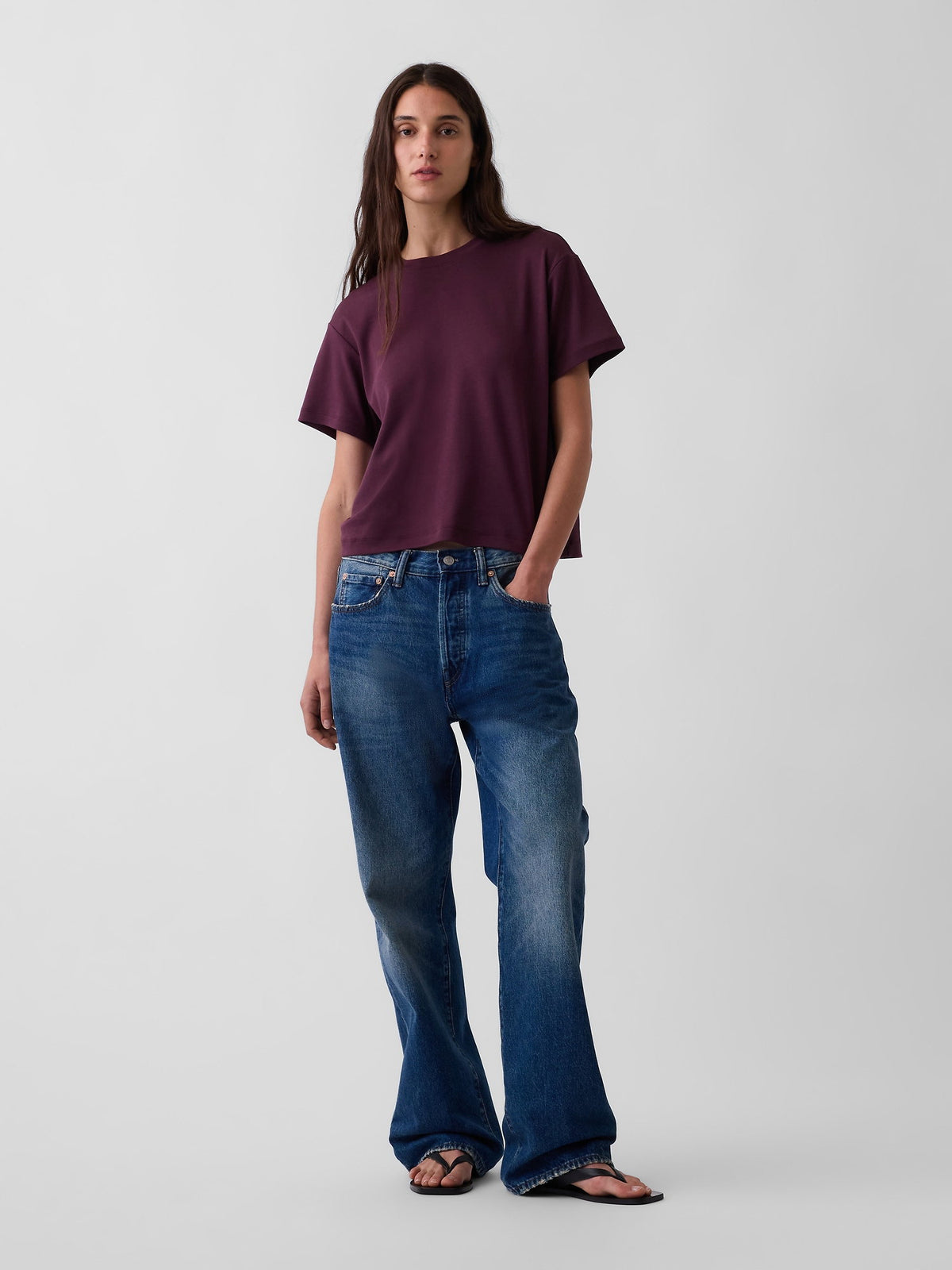 Bordo Supima® Pamuk Relaxed T-shirt