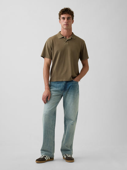 Haki Relaxed Pique Polo T-shirt