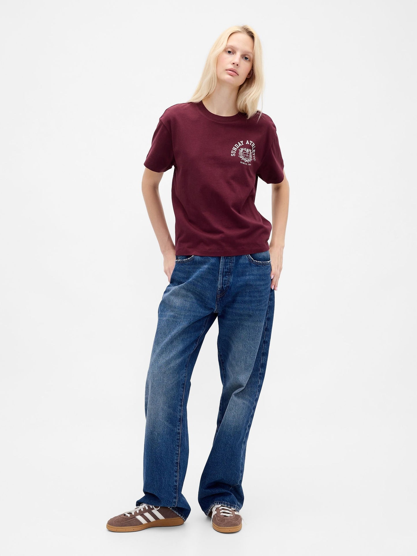 Bordo Relaxed Grafik Logo T-shirt