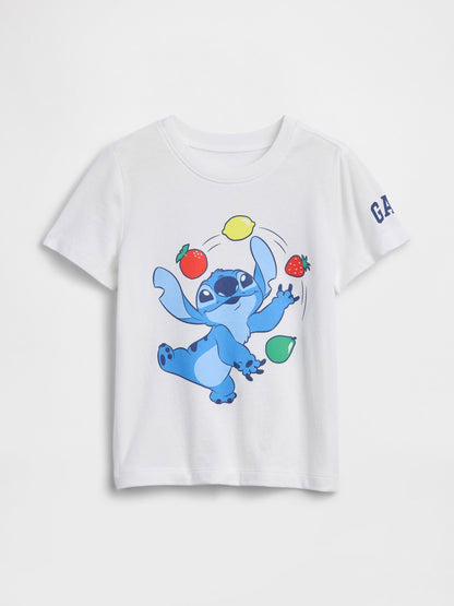Beyaz Disney Lilo Ve Stitch Grafik Baskılı T-shirt