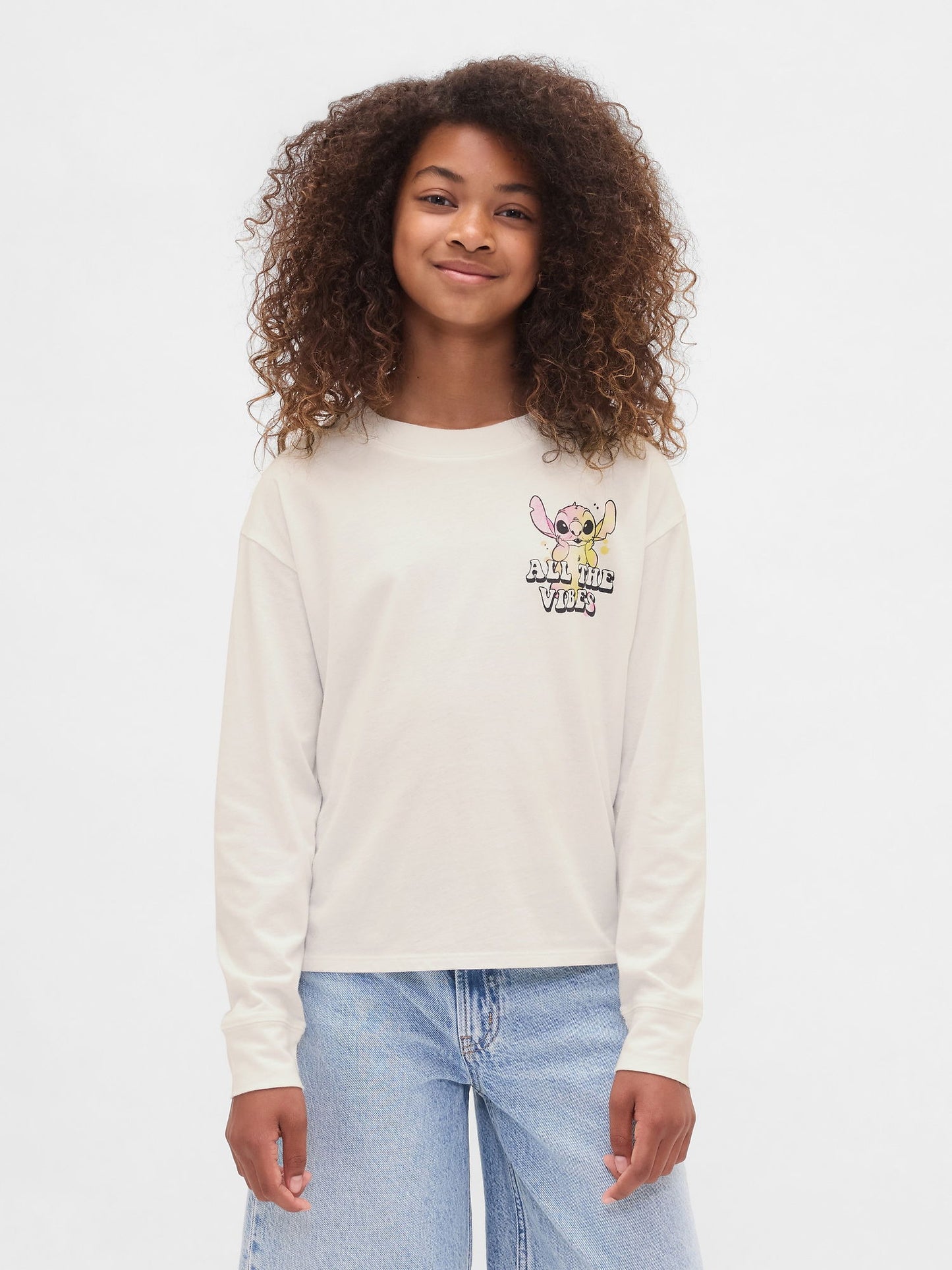 Beyaz Gap × Disney Oversized Grafik T-shirt