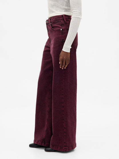 Koyu Pembe High Rise Stride Wide-leg Jean Pantolon
