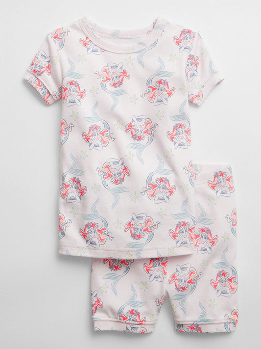 Beyaz %100 Organik Pamuk Disney The Little Mermaid Pijama Takım