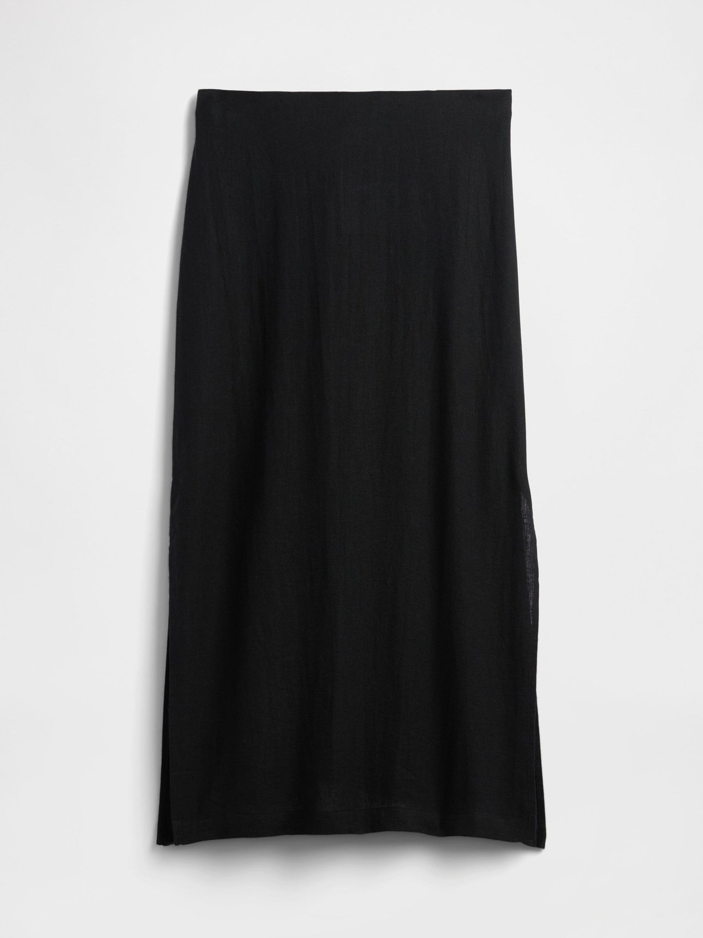 Siyah Keten Karışımı Maxi Slip Etek