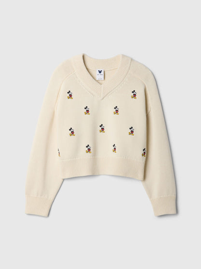 Kırık Beyaz Gap × Disney Mickey Mouse Işlemeli Kazak