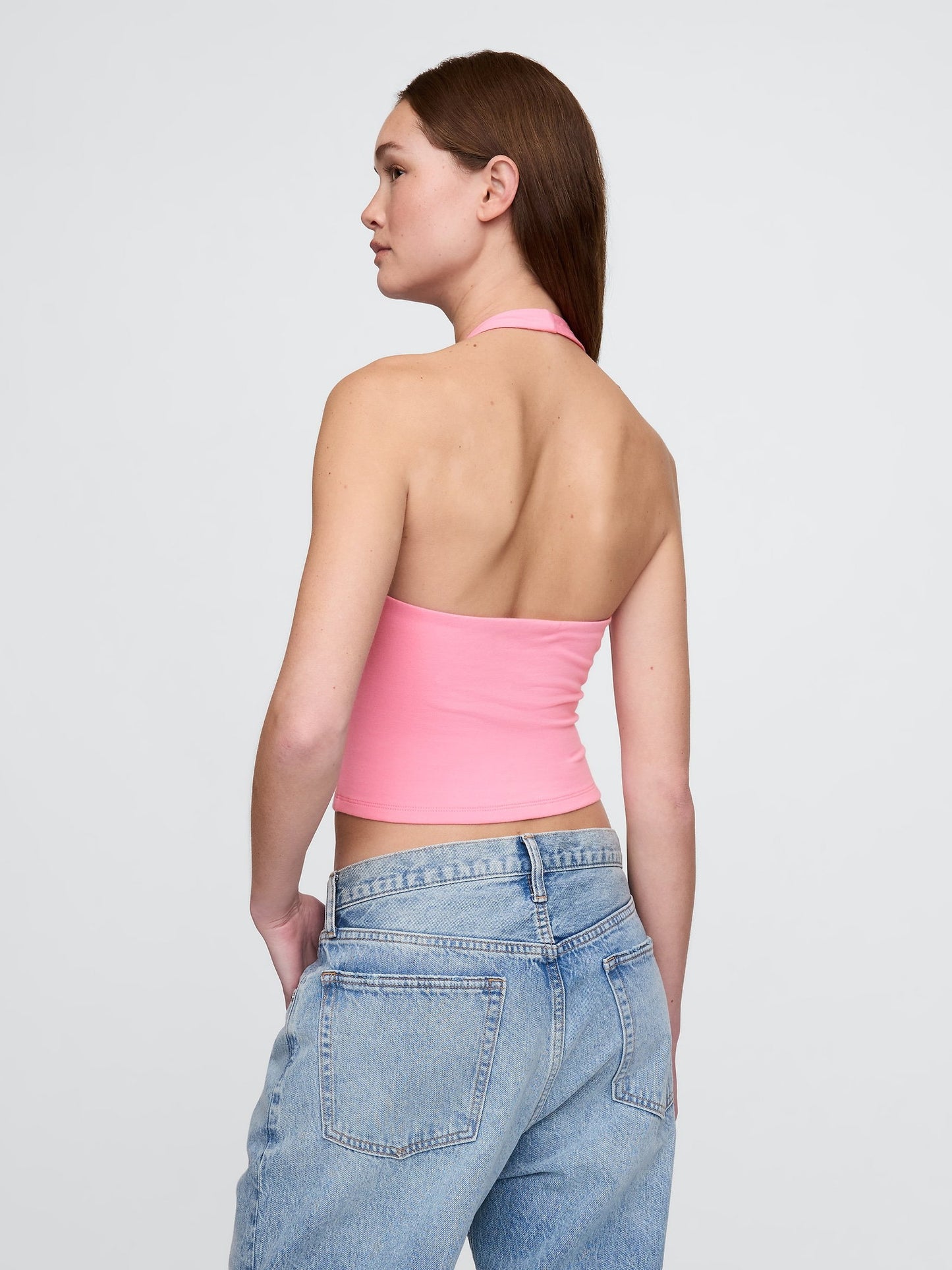 Pembe Closeknit Askılı Kısa Üst