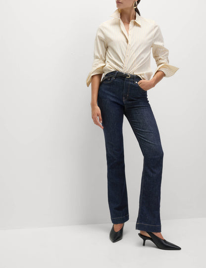 Yüksek Bel Slim Flare Jean Pantolon