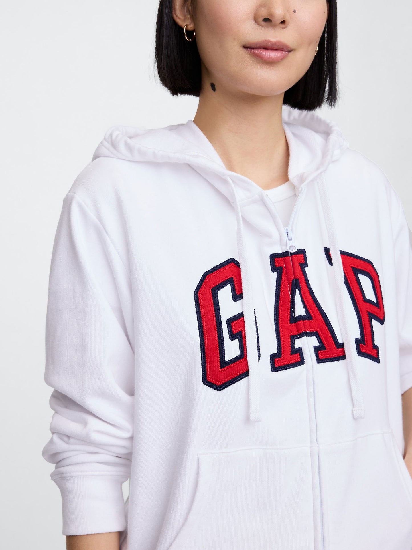 Beyaz Gap Logo Relaxed Fermuarlı Sweatshirt