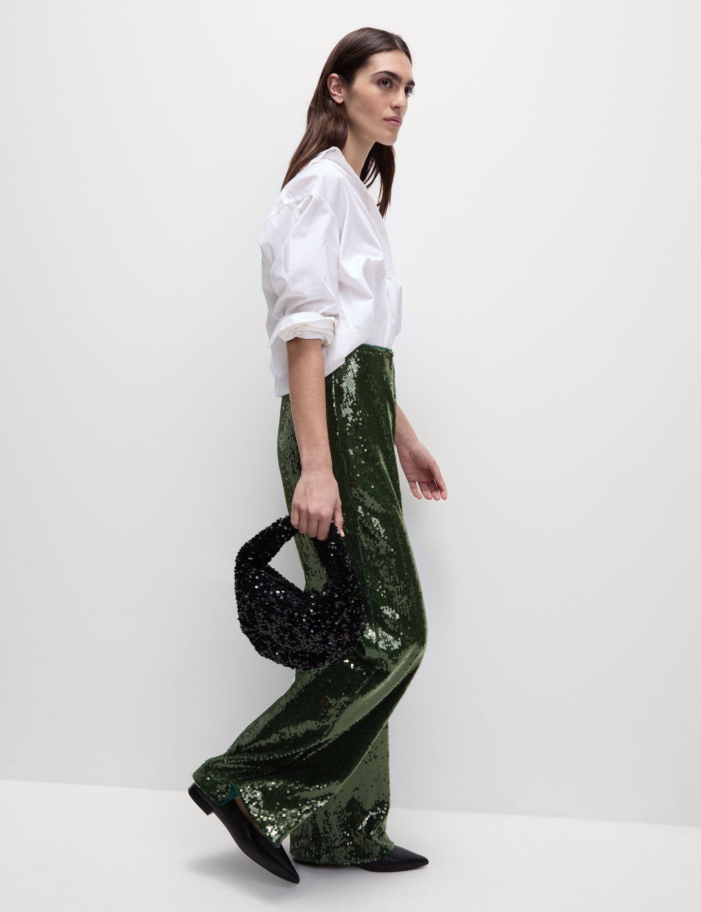 Payetli Wide Leg Pantolon