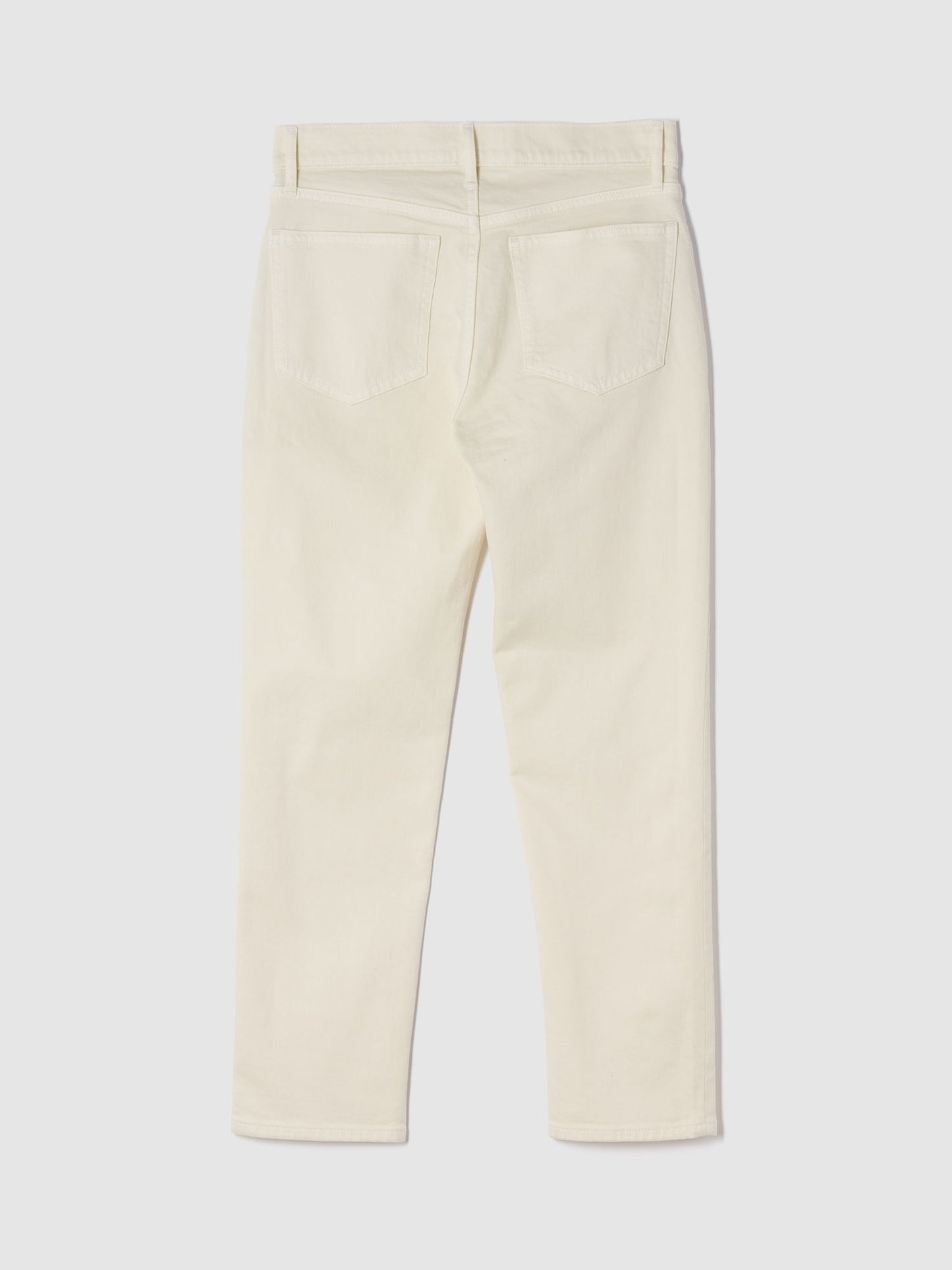 Kırık Beyaz Mid Rise Classic Straight Jean Pantolon