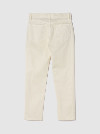 Kırık Beyaz Mid Rise Classic Straight Jean Pantolon