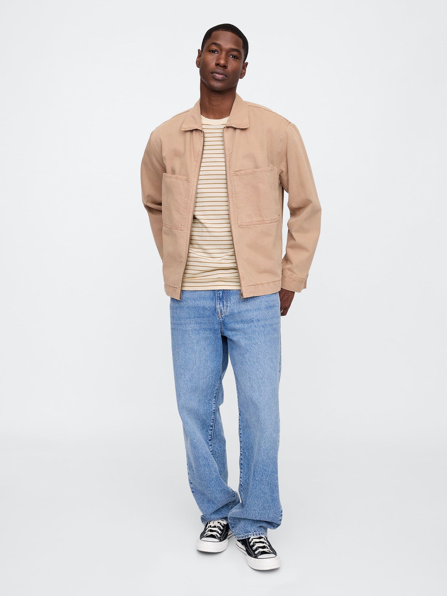 Bej Relaxed Bisiklet Yaka T-shirt