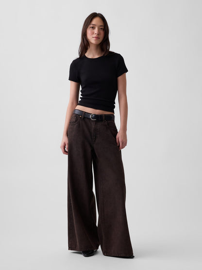 Kahverengi Low Slung Extra Baggy Jean Pantolon