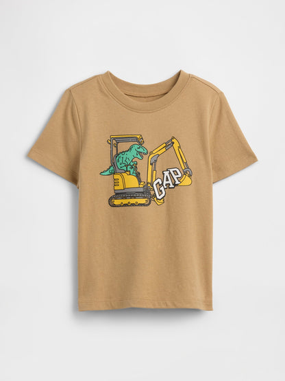 Açık Kahverengi Grafik Baskılı T-shirt