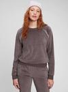 Gri Kadife Bisiklet Yaka Sweatshirt