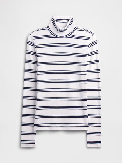 Beyaz Ribbed Turtleneck T-shirt
