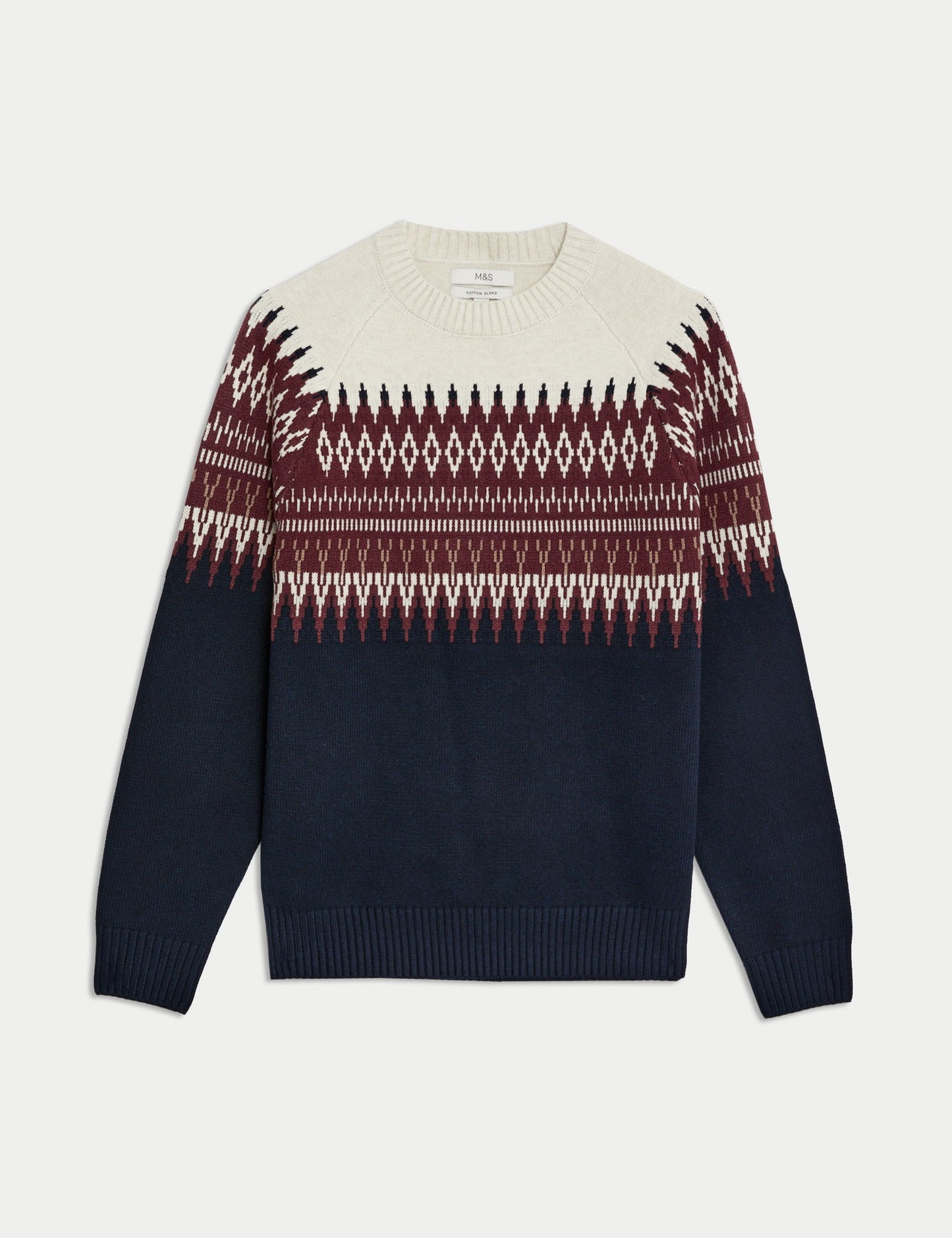 Fair Isle Desenli Yuvarlak Yaka Kazak