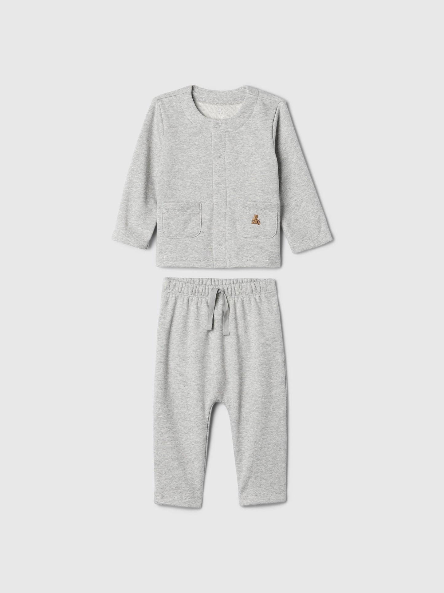 Gri Brannan Bear İşlemeli Vintage Soft Outfit Set