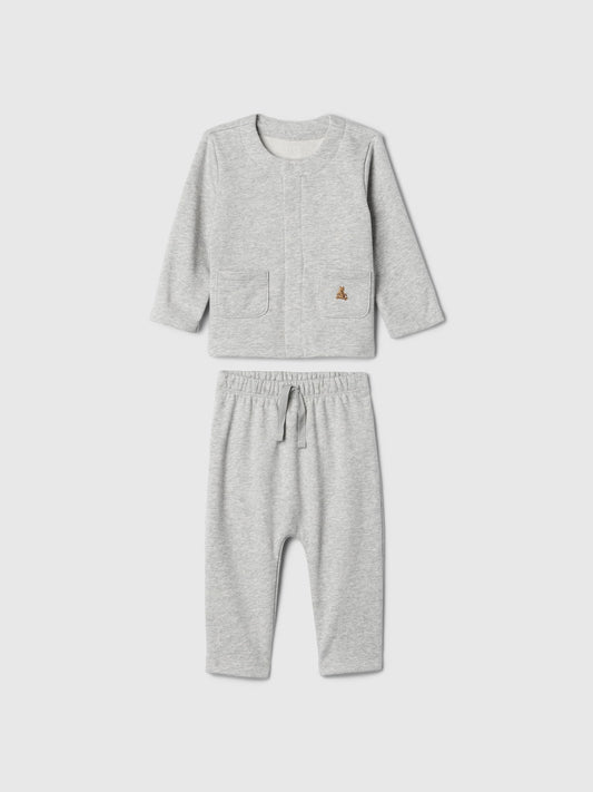 Gri Brannan Bear İşlemeli Vintage Soft Outfit Set