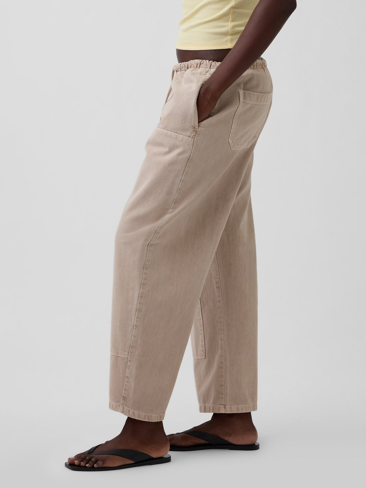 Açık Pembe Easy Double-knee Barrel Pantolon