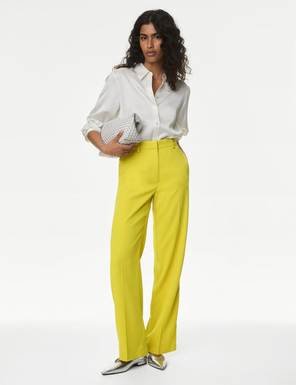 Yüksek Bel Straight Leg Pantolon