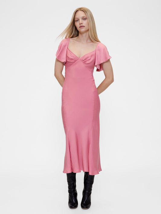 Pembe Gapstudio Saten Midi Elbise