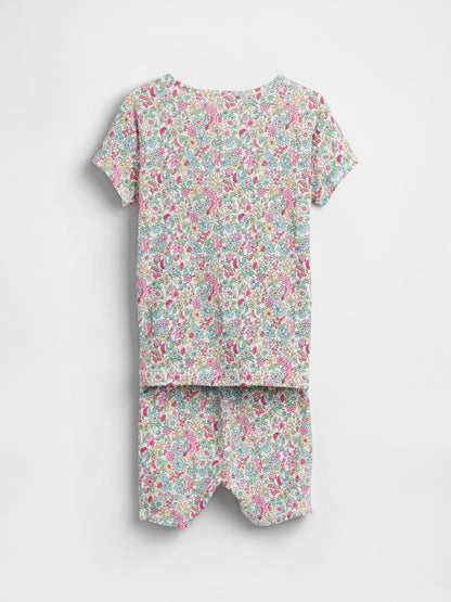 Çok Renkli Organik Brushed Pamuk Pijama Takımı