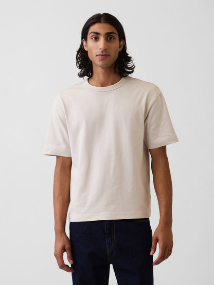Kırık Beyaz Heavyweight Crop T-shirt