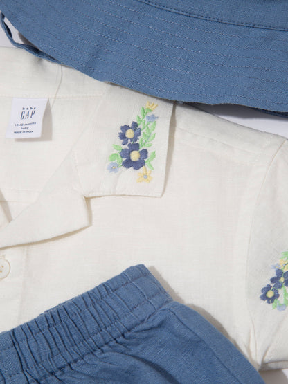 Beyaz 3'lü Işlemeli Brannan Bear Outfit Set
