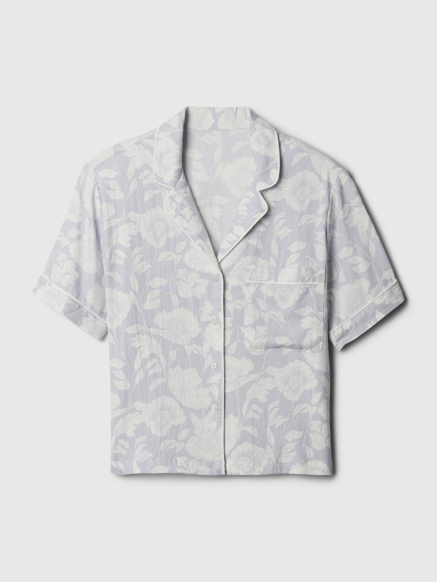 Gri Keten Karışımlı Pijama Üstü