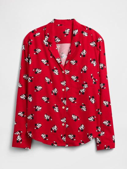 Kırmızı Gap × Disney Relaxed Flannel Pijama Üstü