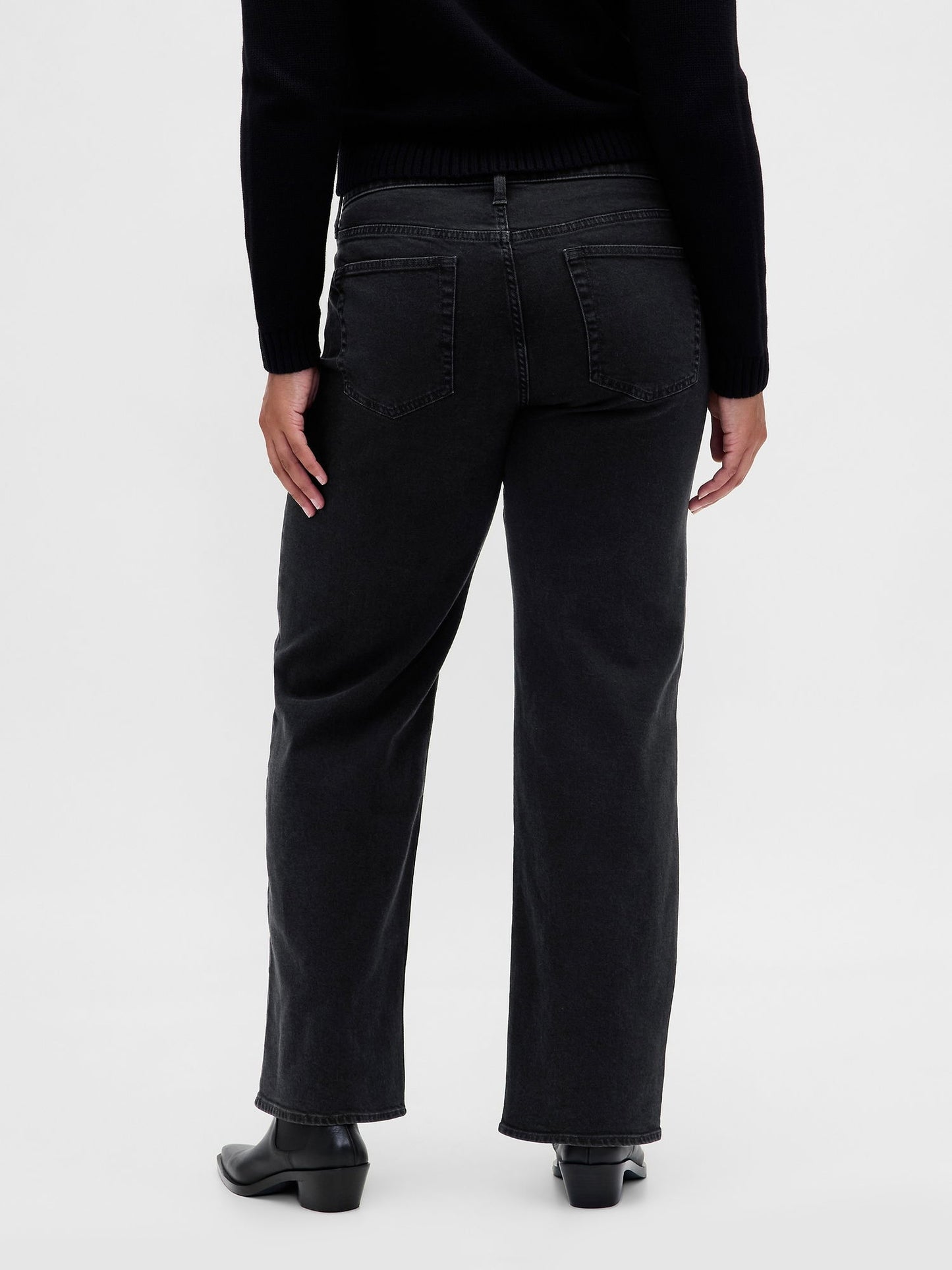 Siyah Low Rise '90s Jean Pantolon