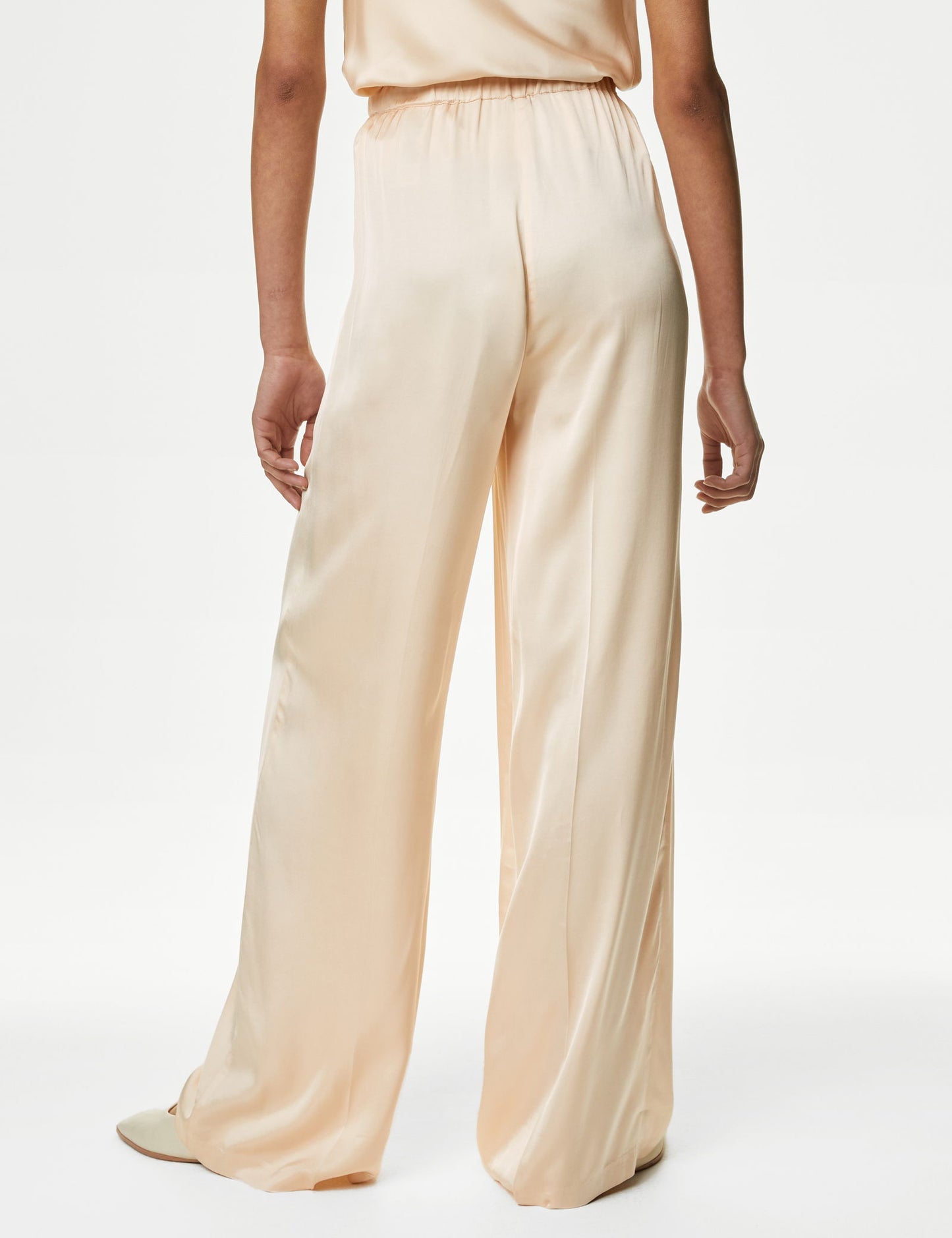 Yüksek Bel Wide Leg Saten Pantolon