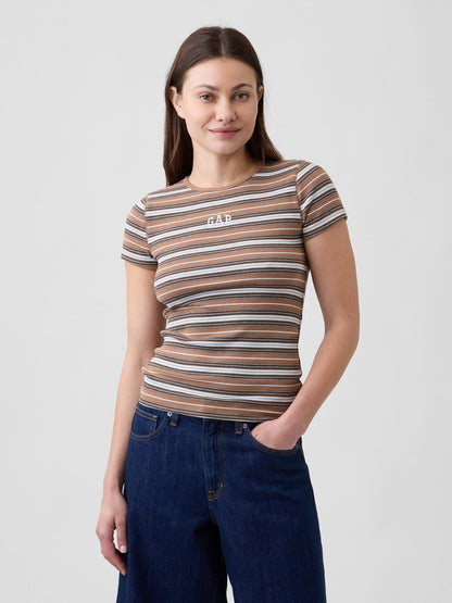 Kahverengi Modern Fitilli Gap Logo T-shirt