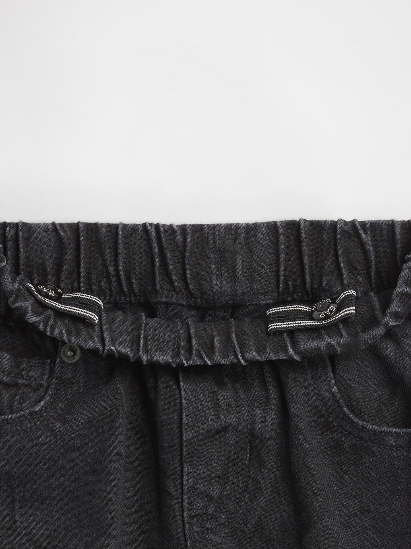 Siyah Pull-on Baggy Jean Pantolon