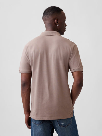 Kahverengi Stretch Pique Polo Yaka T-shirt