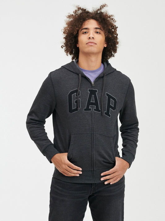 Koyu Gri Gap Logo Fermuarlı Sweatshirt
